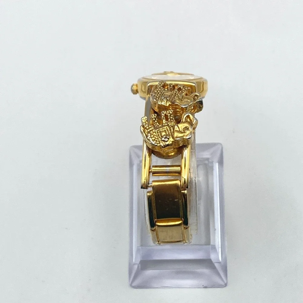 Cassant Womens Watch 22mm Gold Tone Elephant Slide Charms New Battery 6.75